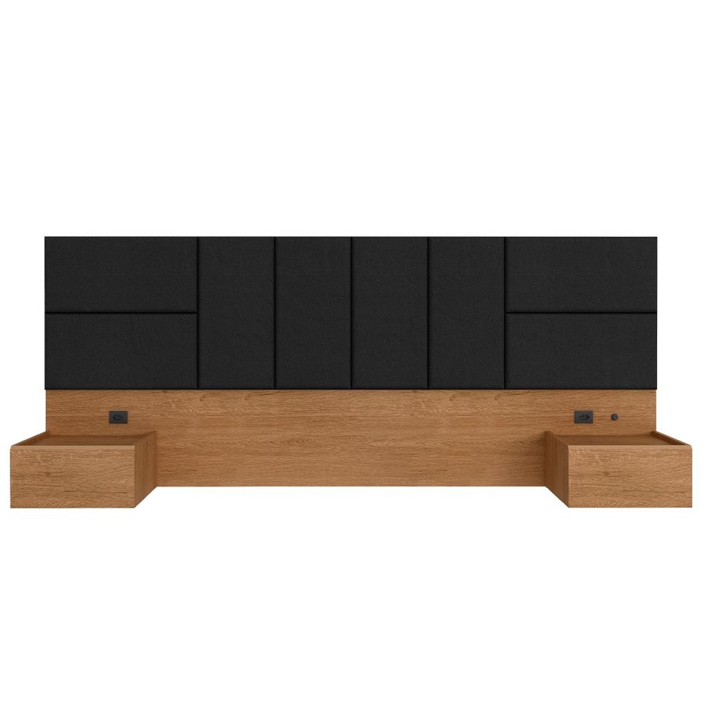 Cabeceira Suspensa Cama Queen Com Led Malibu Carv/preto - M. Arapongas - Home & Living
