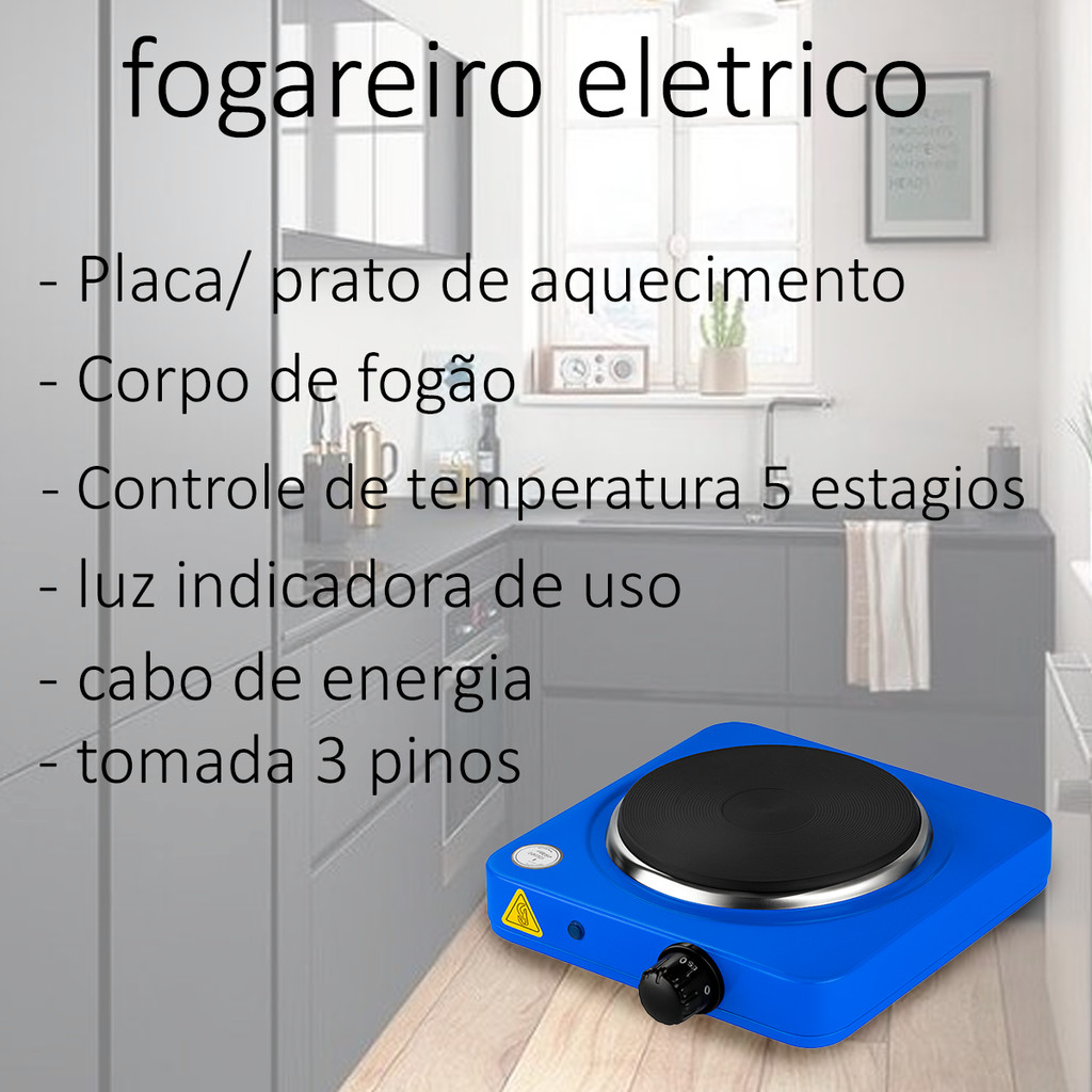 Fogão Elétrico de Mesa Um Prato Disco 110v ou 220v 1000w Portátil Fogareiro Acampar