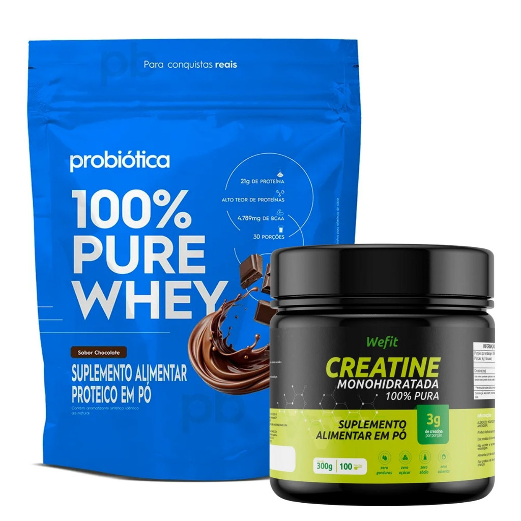 100% Whey Refil 900g Probiótica + Creatina Pote 300g WeFit - Health