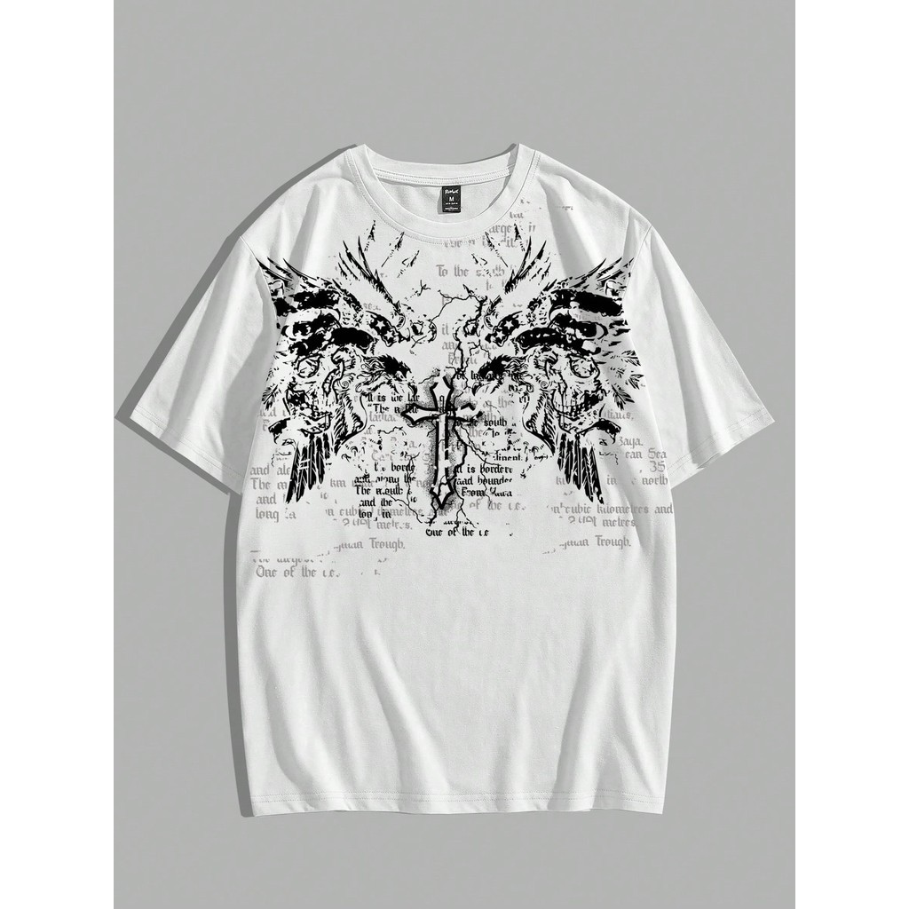 Camisa Camiseta Masculina 100% Algodão Estampa Gótica Punk Street Lançamento em Oferta na Shopee