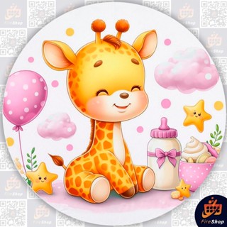 Painel Festa Redondo 50x50Cm Girafinha Fofa Mêsversário Girafa - Tecido Sublimado C/ Elástico em Oferta na Shopee