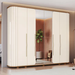 Guarda Roupa Casal Premium Cantos Arredondados Ripado 6 Portas com Amortecimento 6 Gavetas com Usinagem e Pes Inclusos