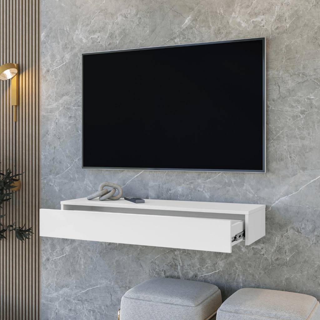 Rack Suspenso Para Sala TV Quarto 100cm Aparador de Parede com Gaveta Aerea Suporta 15kg Distribuido