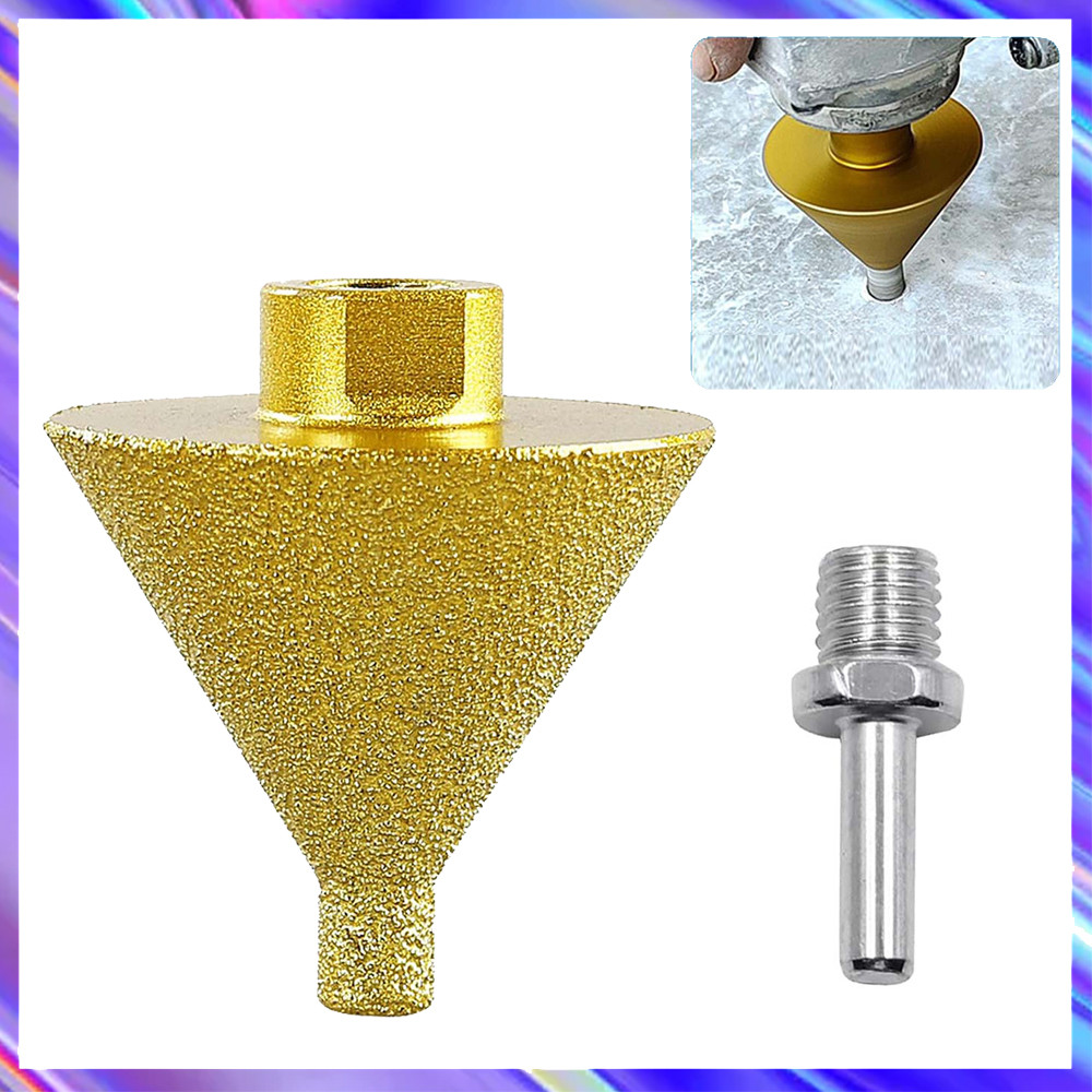 Broca de chanfrar diamante (50 mm), broca escareada, usada para fresagem e corte de rosca M10 + haste de conexão M10