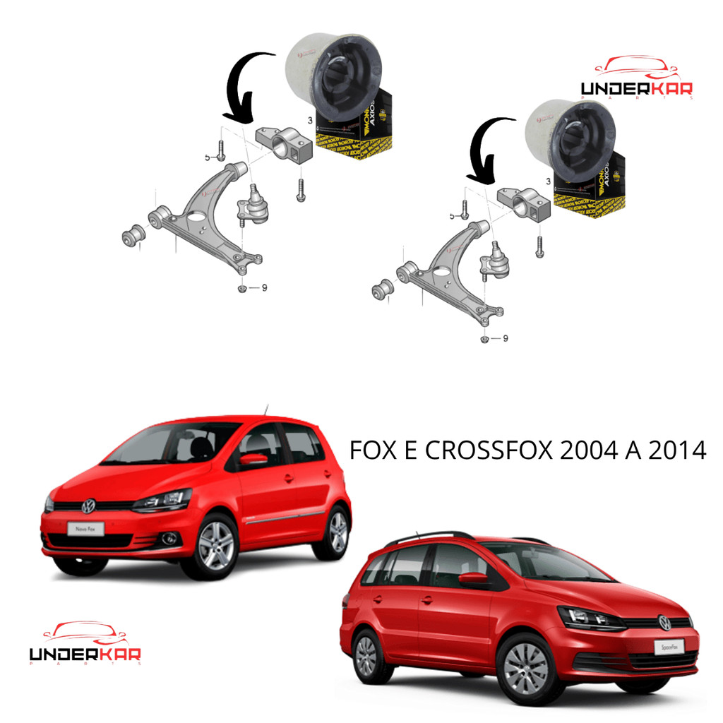 BUCHA BANDEJA ORIGINAL AXIOS (PAR) FOX E CROSSFOX 2004 A 2014 POLO 2002 A 2014 JETTA 2007 A 2010