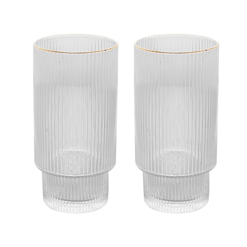 2 Copos Altos Lines com Fio de Ouro 400ml Cristal Ecológico em Oferta na Shopee