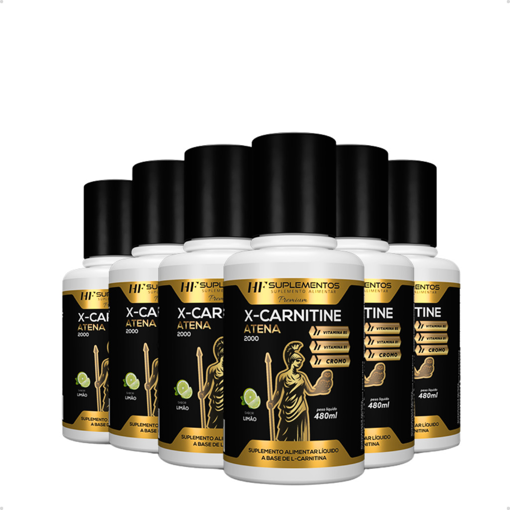 6X X-CARNITINE ATENA 2300 + CROMO 480ML LIMÃO HF SUPLEMENTS