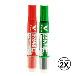 Kit com 2 Marcadores Para Quadro Branco V Board Master - PILOT KITS:VERMELHO+VERDE