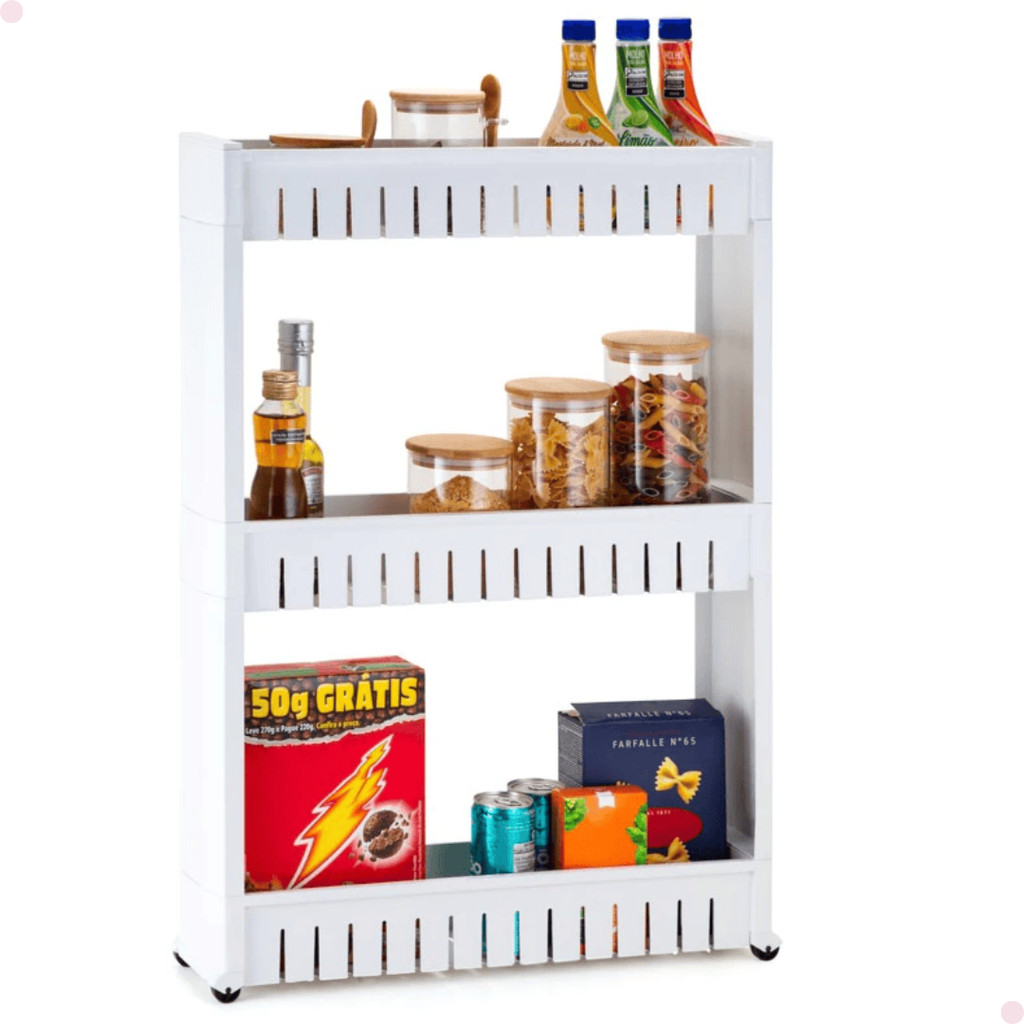 Organizador Multiuso 3 Prateleiras Lavanderia Cozinha Banheiro Box 