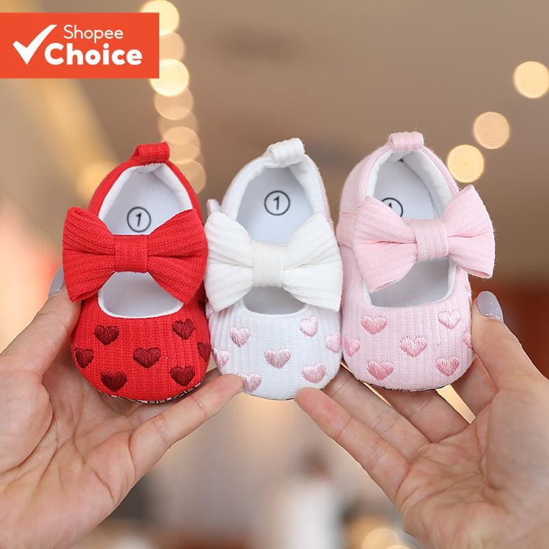 Adoráveis Sapatos De Bebê Com Laço Macio Para Meninas – Calçados Antiderrapantes Atividade...