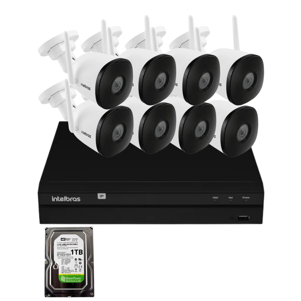 Kit 8 Câmeras Intelbras Im5 Full Hd Nvd 1408 Intelbras Com Hd 1Tb