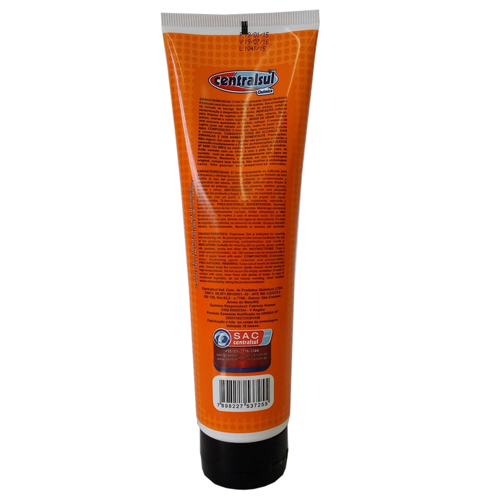 Sabão em Gel Desengraxante Para limpeza das Mãos. 300g - Centralsul em Oferta na Shopee