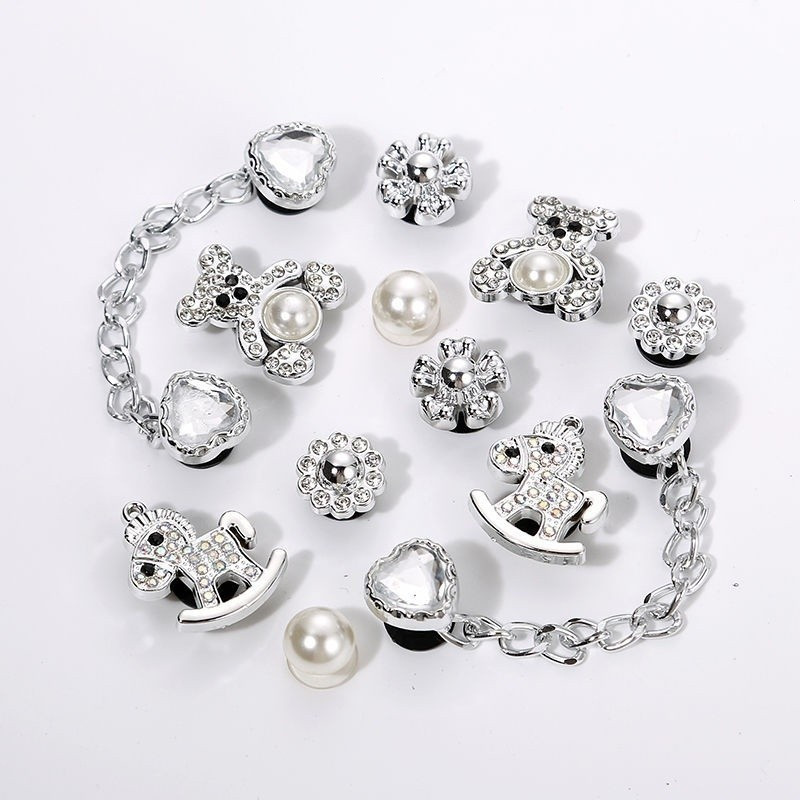 Conjunto DIY Diamante Corrente Fivela Calçados Acessórios Tridimensional Sapatos Flor Chinelos Decoração