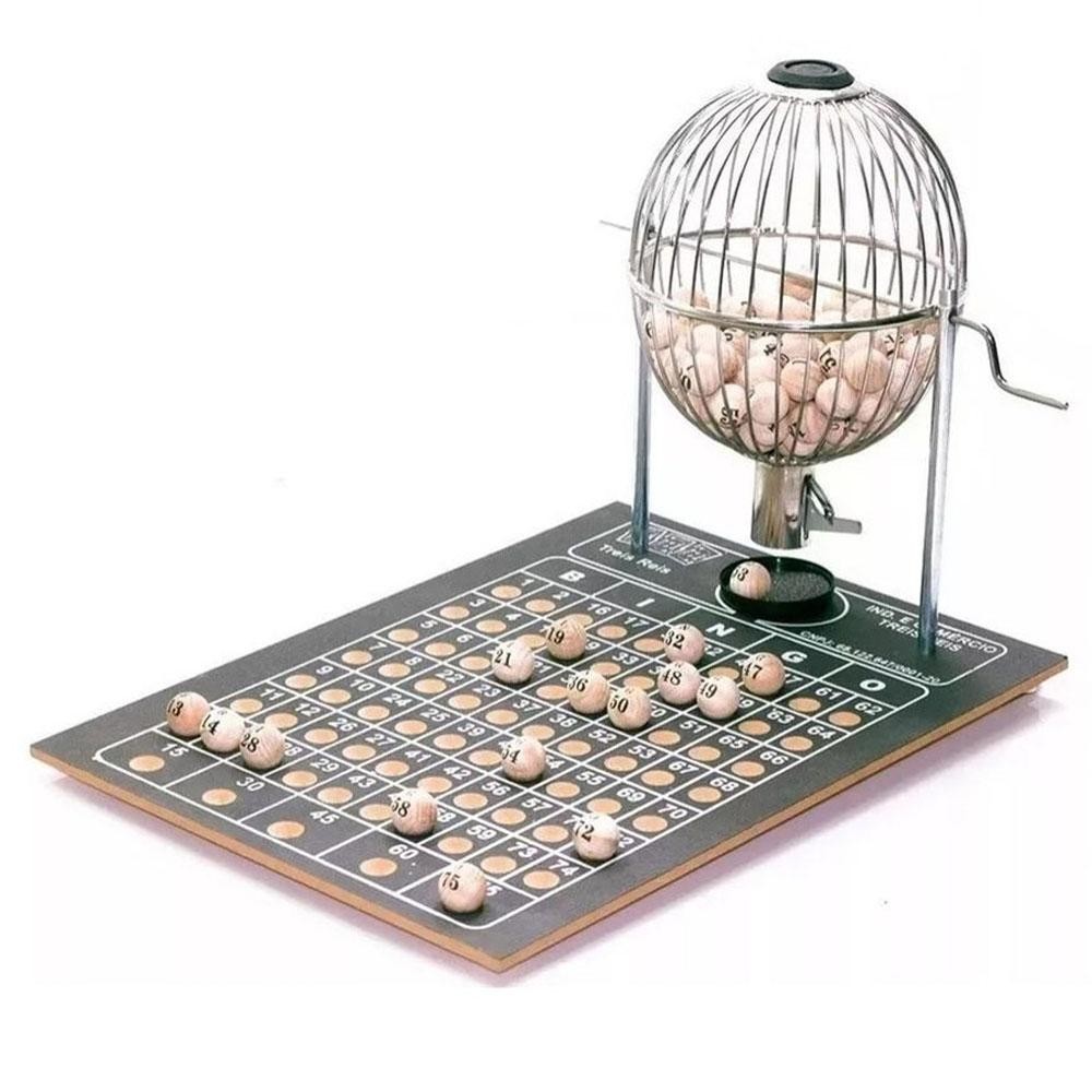 Jogo Bingo Globo Cromado Nº2 C/ 75 Bolinhas Treis Reis
