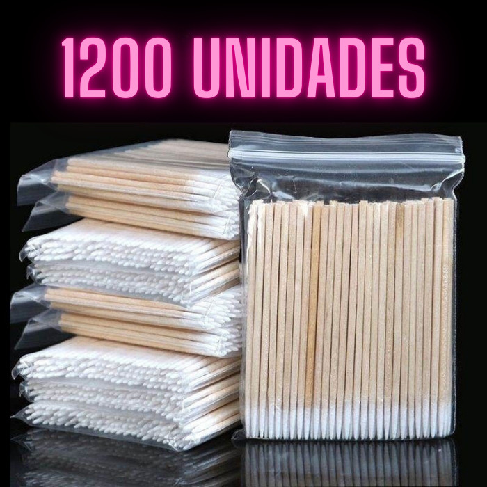 Kit 100/300/600/1200 Palitos Algodão Dupla Ponta Unha Acrigel Boca Maquiagem Alinhamento Perfeito