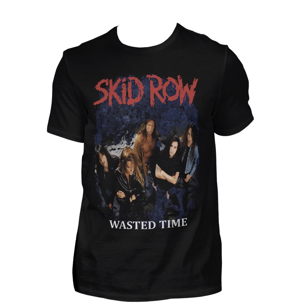 [Camiseta Premium em Algodão Puro]SISI Camiseta Unissex Skid Row Wasted Time Skr1