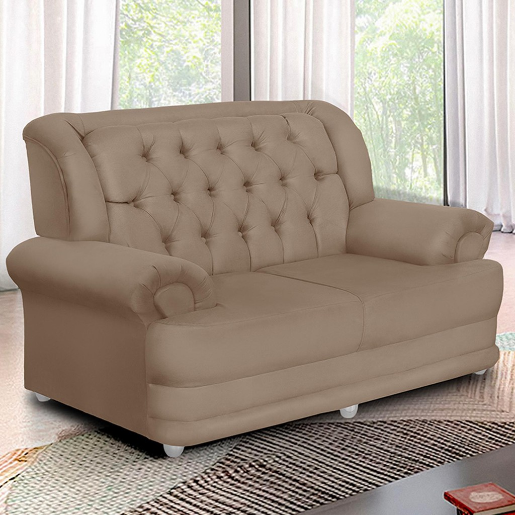 Sofá 1,50m 2 Lugares Suede Finlândia Marrom Castor