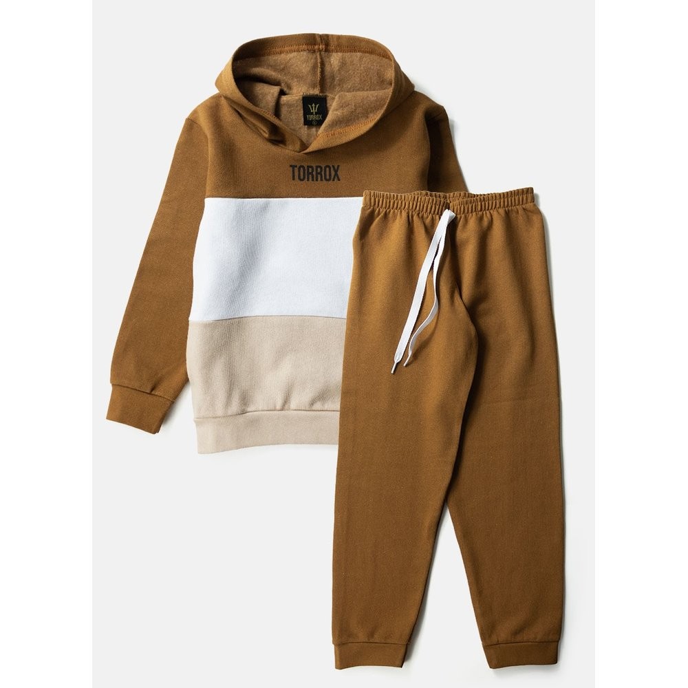 Conjunto Infantil Masculino Moletom Recortes Marrom 0533 - Torrox