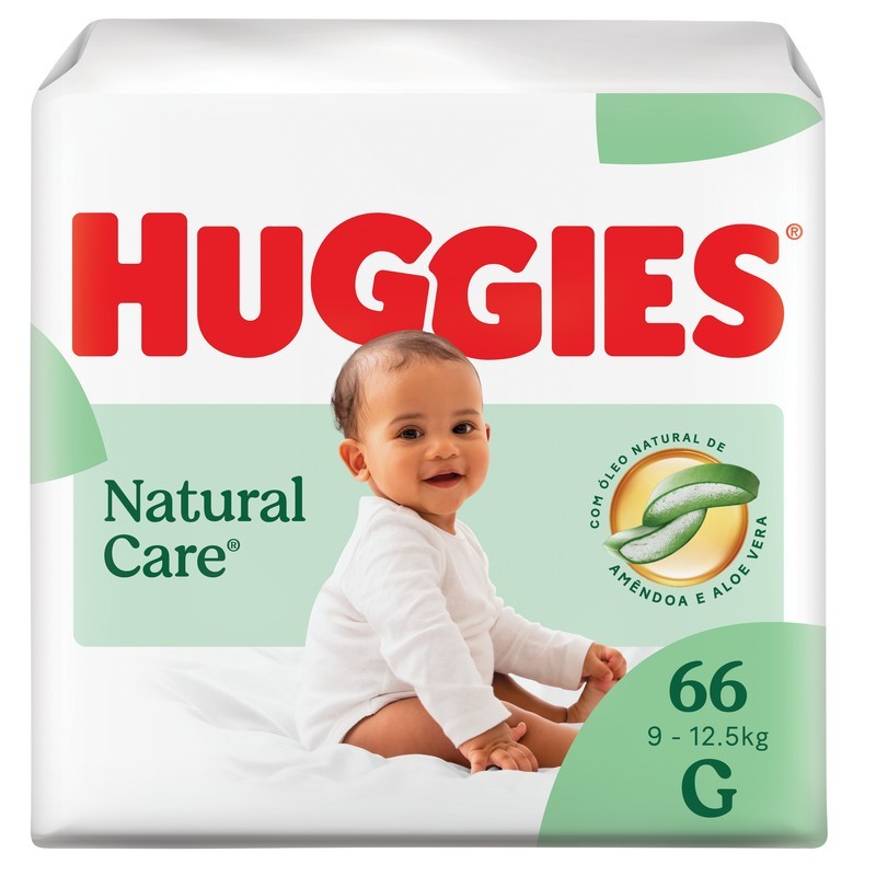 Fralda Descartável Huggies Premium Natural Care G 66 Un em Oferta na Shopee