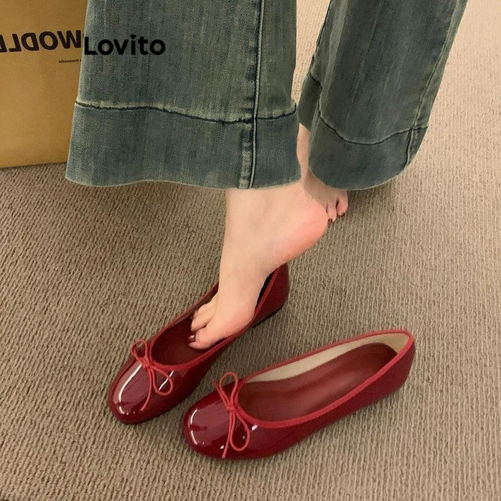Lovito Sapatilhas elegantes e lisas sola macia confortável, plana para mulheres LFA70255 - Women Shoes