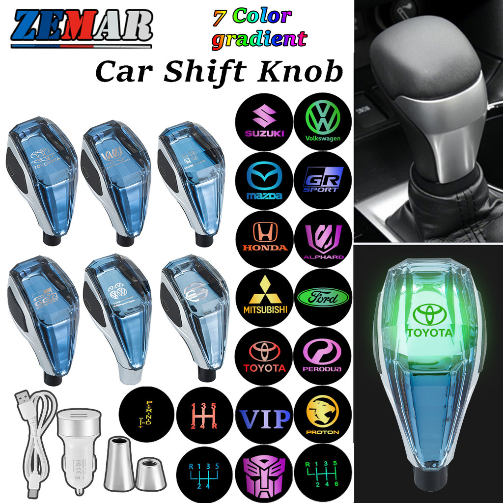 【ZEMAR】 Alças De Cristal Para Carro , Botão De Mudança De Marcha Brilhante , Alavanca De Câmbio , Retrofit , Vários