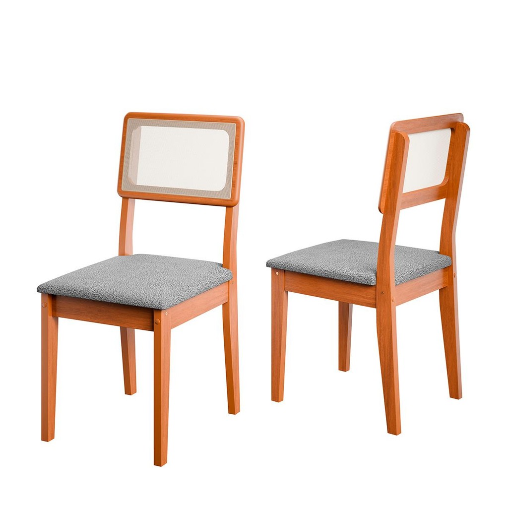 Conjunto de 2 Cadeiras de Jantar Santiago em Tecido Boucle em Oferta na Shopee