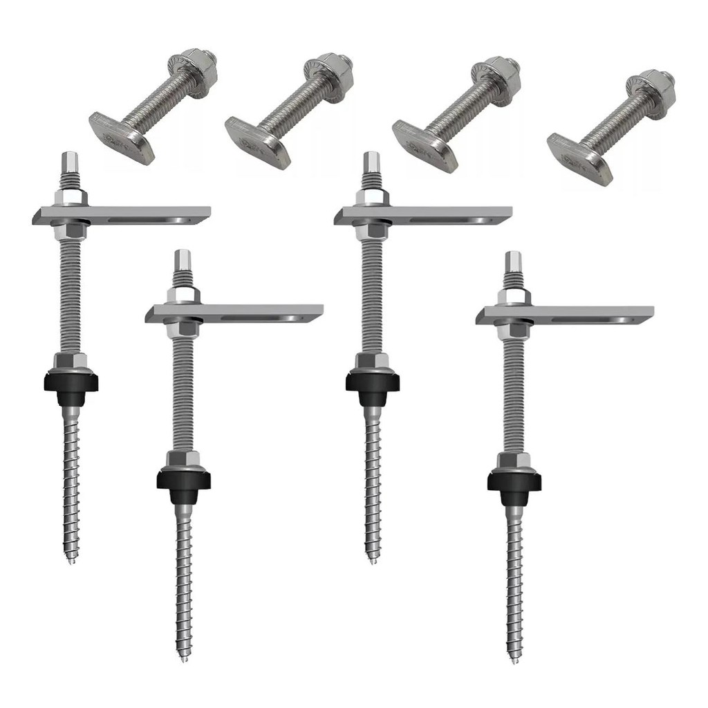 Kit 4 Parafuso Placa Solar Telha Fibro Madeira Inox 20 Cm
