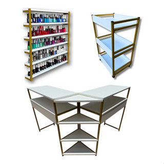 Kit Mesa Manicure L Modelo Industrial + Expositor + Carrinho Auxiliar em Oferta na Shopee