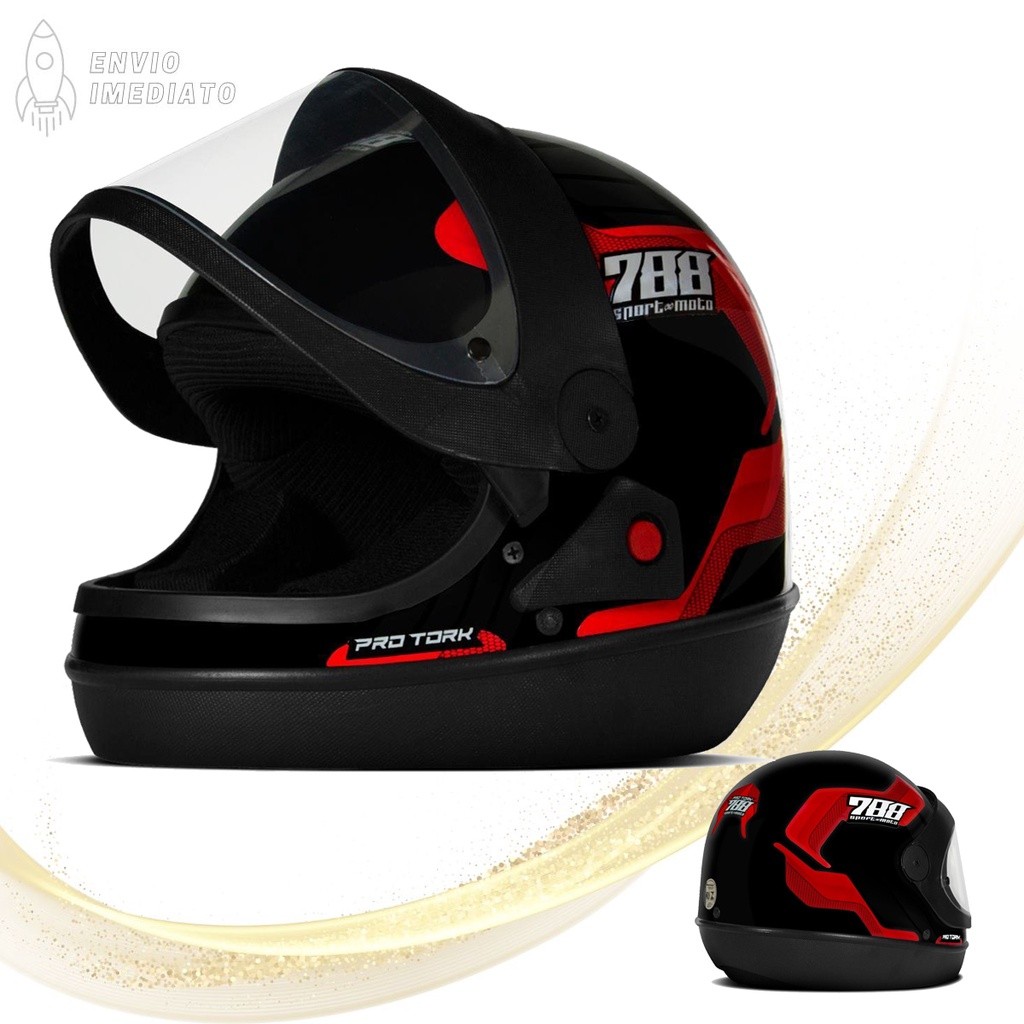 Capacete Sport Moto 788 Pro Tork Fechado Viseira automática Parece San Marino Masculino e Feminino