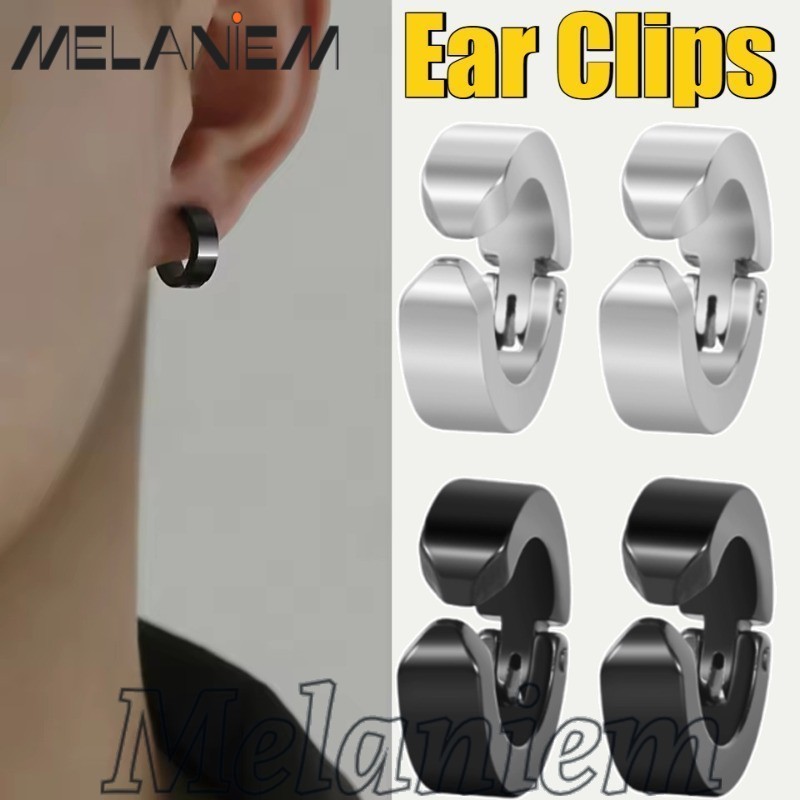 1-4 Pares De Clipes De Orelha Sem Piercing – Acessórios De Joias Masculinas Brinco De Liga Preta Presentes Para Amigos ,