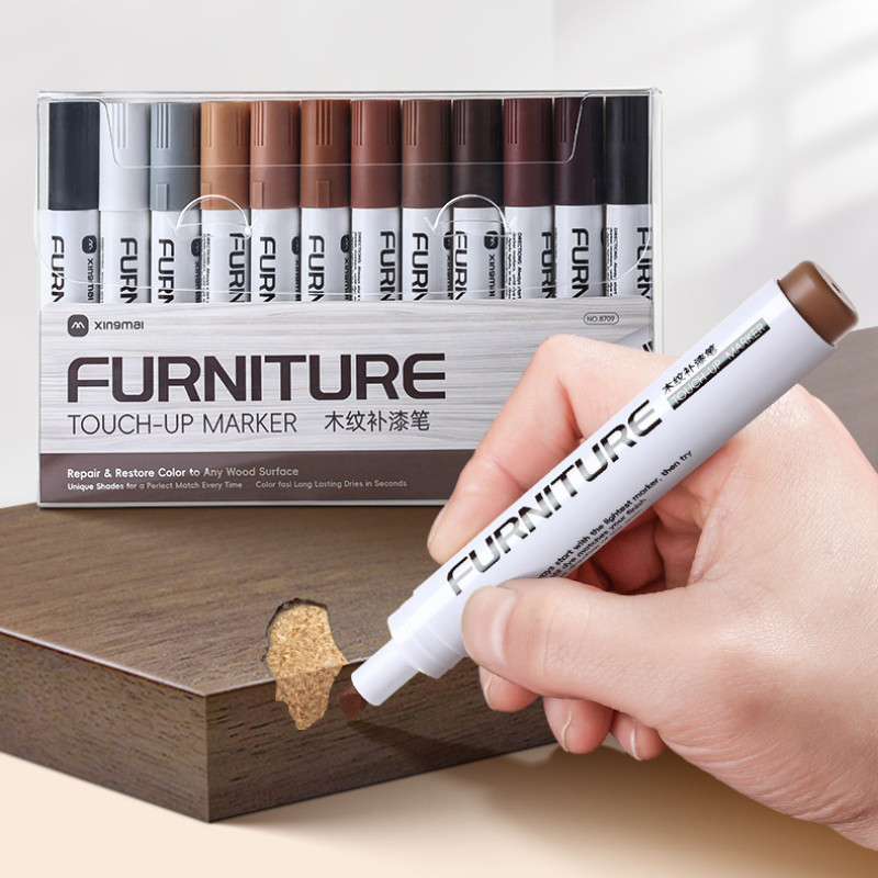 Caneta Para Reparo De Móveis De Madeira , Arranhões , Chips , Retoque Colorido , Marcadora De Borda Branca Exposta