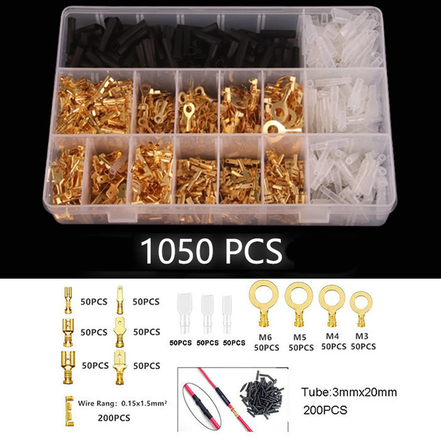 Terminais De Crimpagem PCS 135/270/315/1050 2,8/4,8/6,3mm Conectores De Fio Isolados Para Machos E Fêmeas , Kit De Manga em Oferta na Shopee