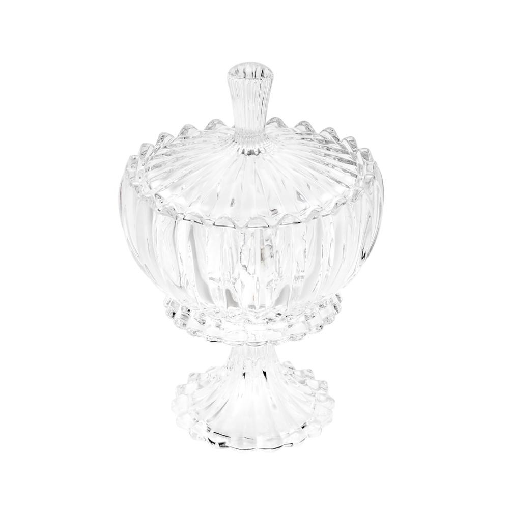 Potiche Decorativo Wolff Geneva Cristal com Pé 16cm x 25cm Peça Elegante para Decoração de Sala Mesa de Centro e Estante