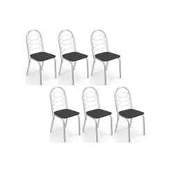 Kit 6 Cadeiras de Cozinha Holanda C009 6 Un Cromada/Preto 110 - Kappesberg