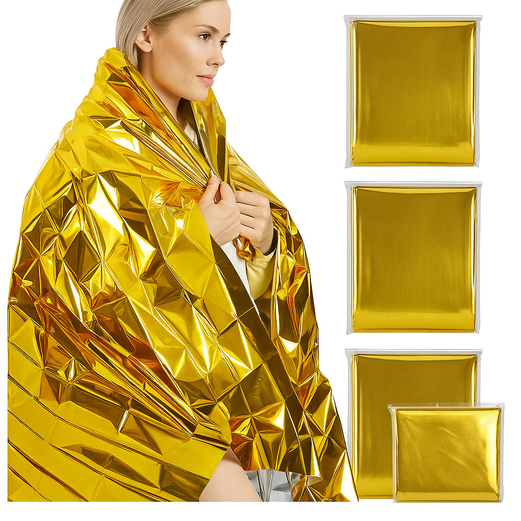 KIT 3 Manta Térmica Dourada 210x140cm