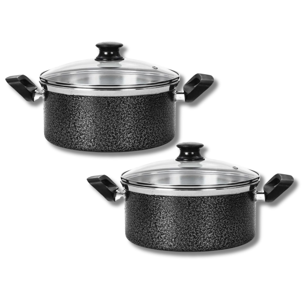 Kit 2 Panelas Caçarola com Tampa de Vidro Tamanho N°20 e 22