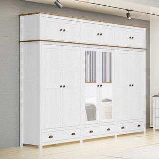 Guarda Roupa Bipartido 12 Portas Madeira Maciça Osiris Branco/Freijó G74 - Gran Belo em Oferta na Shopee