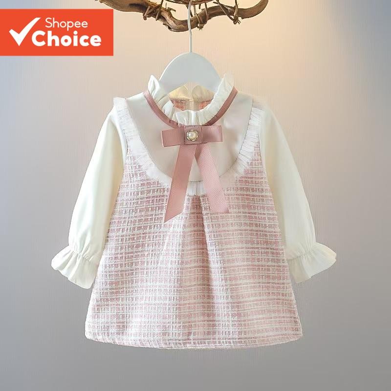 Meninas estilo doce vestido de princesa do bebê primavera verão outono vestido pequena saia elegante vestido