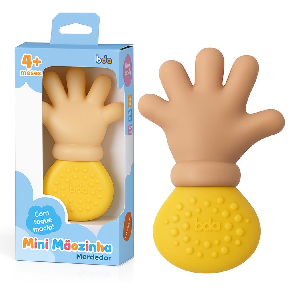 Mordedor Mini Mãozinha Amarelo Vinil Atóxico 3323 - Toyster em Oferta na Shopee