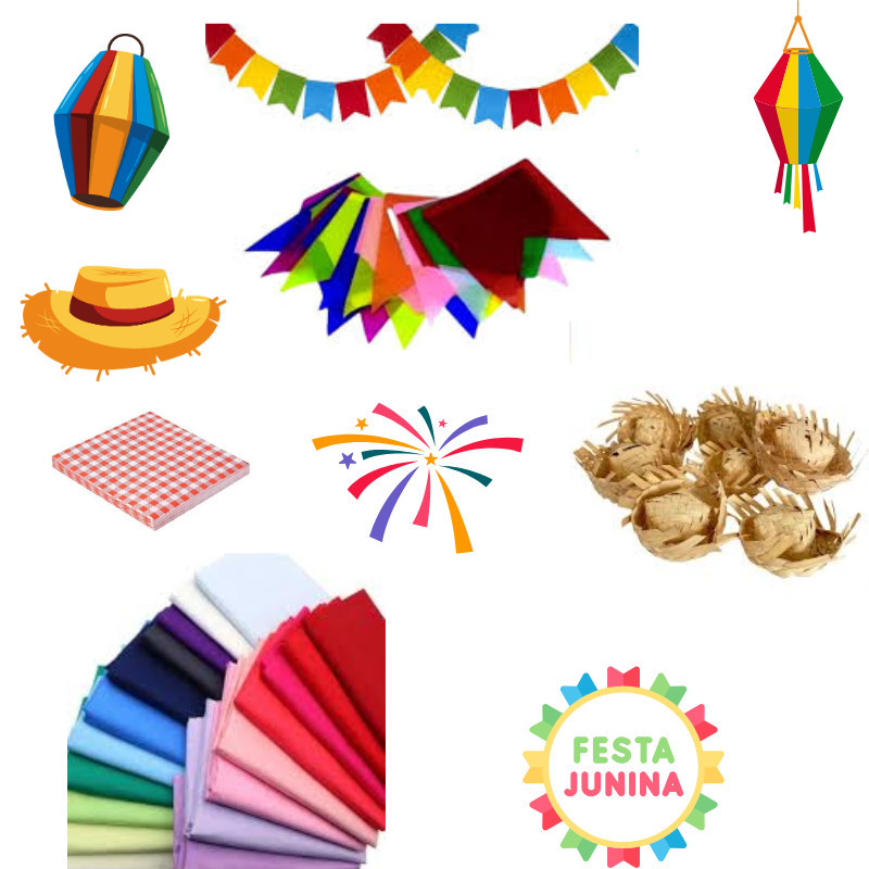Kit Decoração Festa Junina Completo Mesa Enfeite São João Quadrilha Bandeirinha Arraiá