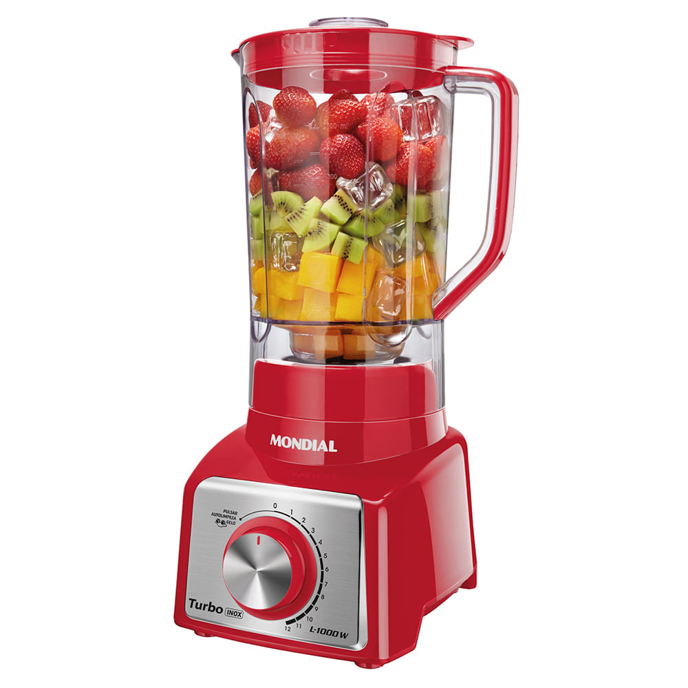 Liquidificador Turbo Mondial Vermelho e Inox 1000W L-1000 RI