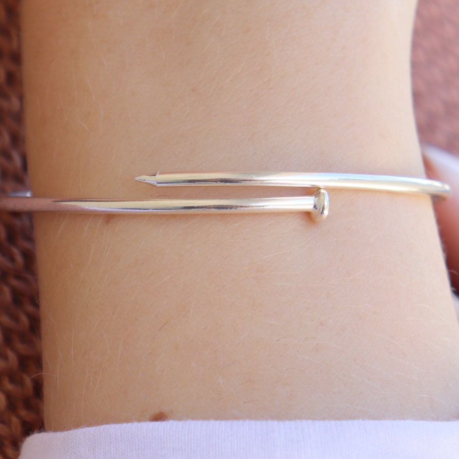 Bracelete Pulseira Feminino Prata Original Rigido Prego / Prego / 18 — imagem 2 de 2