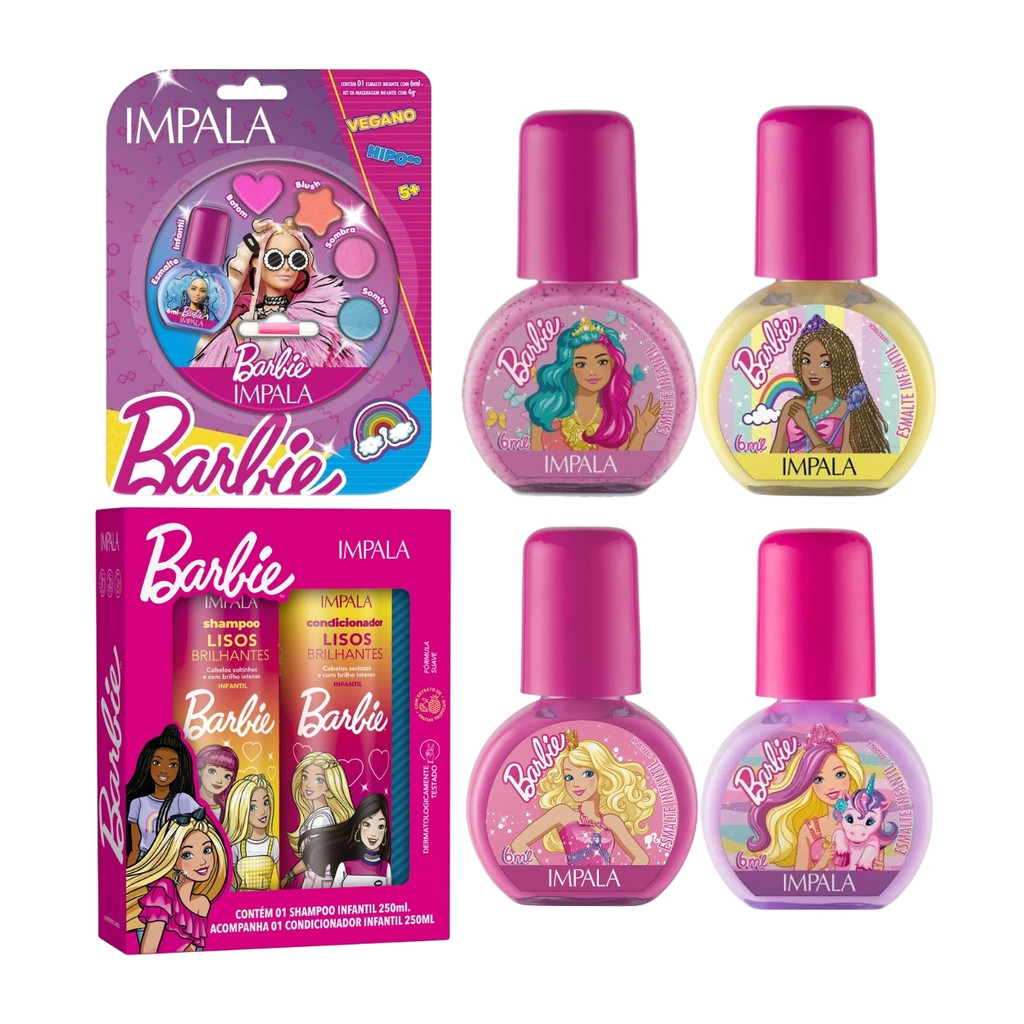 Kit Shampoo Condicionador Lisos Impala Esmalte Make Barbie