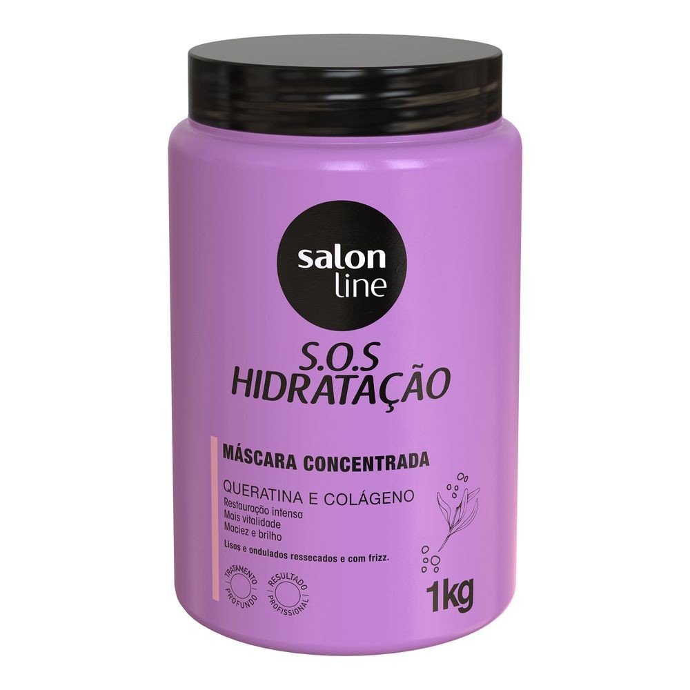 Máscara Capilar Salon Line SOS Hidratação Queratina E Colágeno 1kg - Beauty