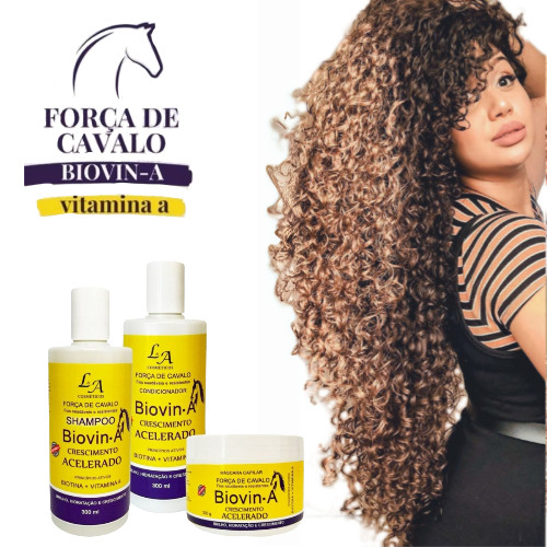 Kit Crescimento Acelerado Força de Cavalo Shampoo Condicionador  Máscara Tratamento Capilar
