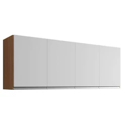 Armário Aéreo Para Cozinha Andréia 4 Portas 160cm Amêndoa Branco - Ajl