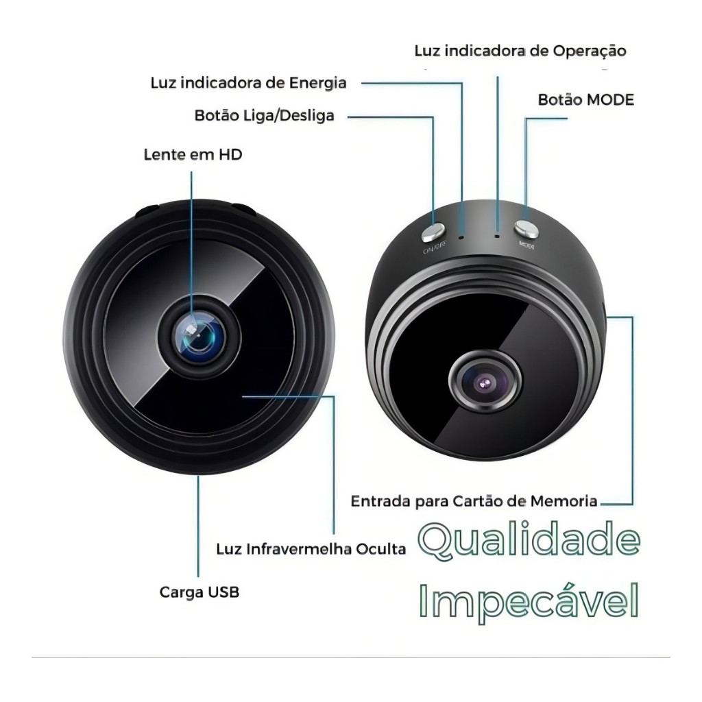 Kit 2 Câmeras Espiã A9: Sensor E Visão Noturna Cor Preto em Oferta na Shopee