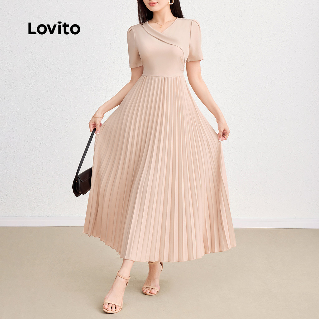 Lovito Vestido Elegante Liso E Assimétrico Clássico E Versátil Para O Verão/primavera Para Mulheres L124AD1019 em Oferta na Shopee