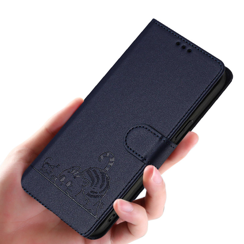 Capa De Telefone Para Realme 16 Pro Plus Flip Cover Cute Cat-Padrões Em Relevo Temáticos Suporte Dobrável Proteção De Bl
