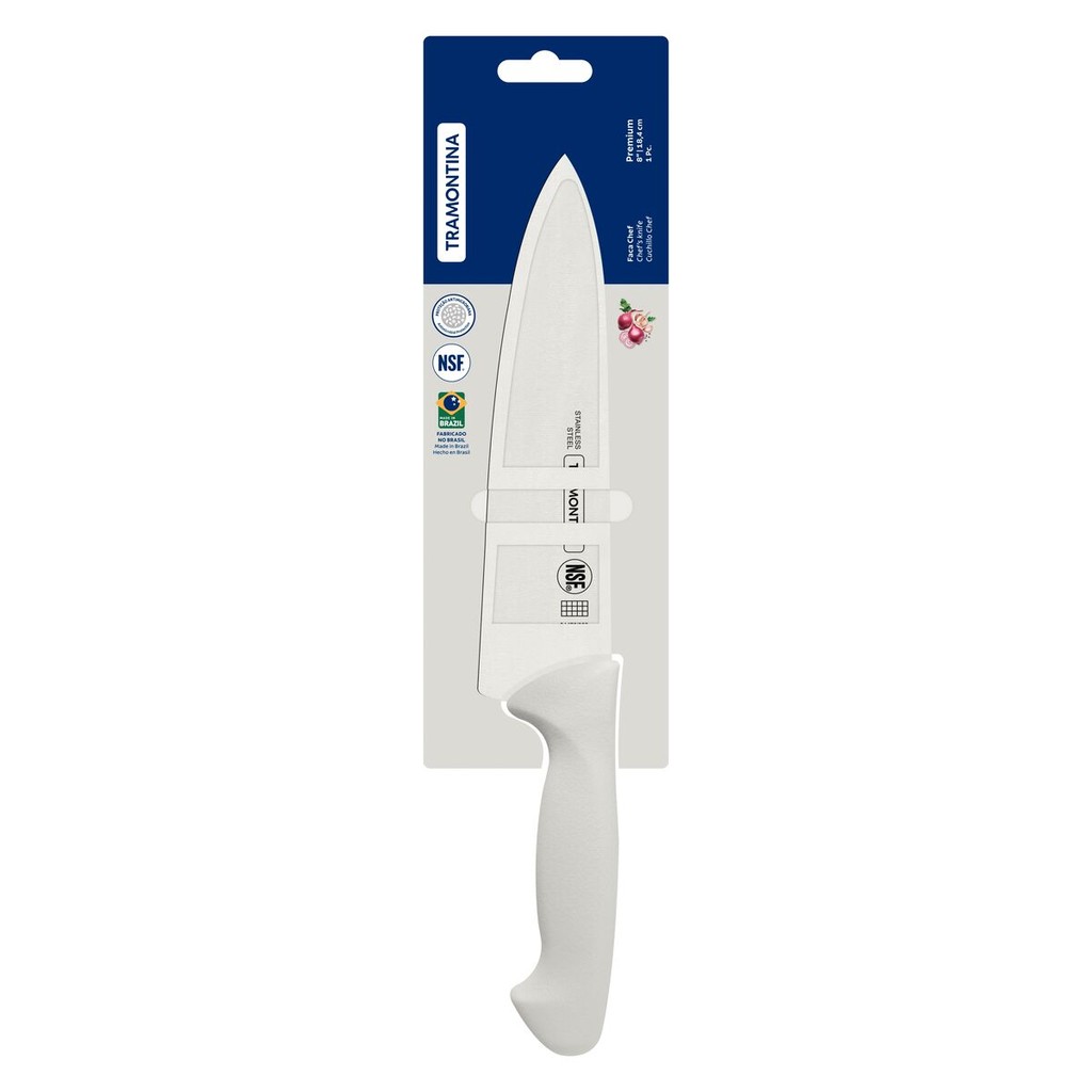 Faca Chef Tramontina Premium Lâmina Inox Cabo Polipropileno 8 polegadas